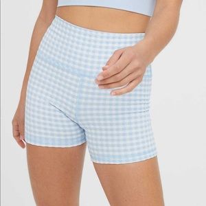 OFFLINE by Aerie Gingham 4” shortie biker shorts